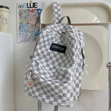 Vintage Kpop Checkerboard Backpack