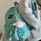 Vintage Kpop Checkerboard Backpack