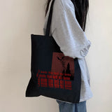 Vintage Letter Print Gothic Canvas Shoulder Bag