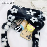 Vintage Plush Fur Flower Shoulder Bag Winter Casual Small Armpit Bag