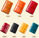 Vintage Oil Wax Cowhide Leather Buckle Wallet Card Bag