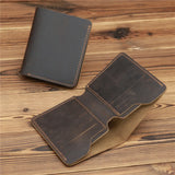 Vintage Men's Leather Wallet Money Clip Crazy Horse Skin Driving Leather