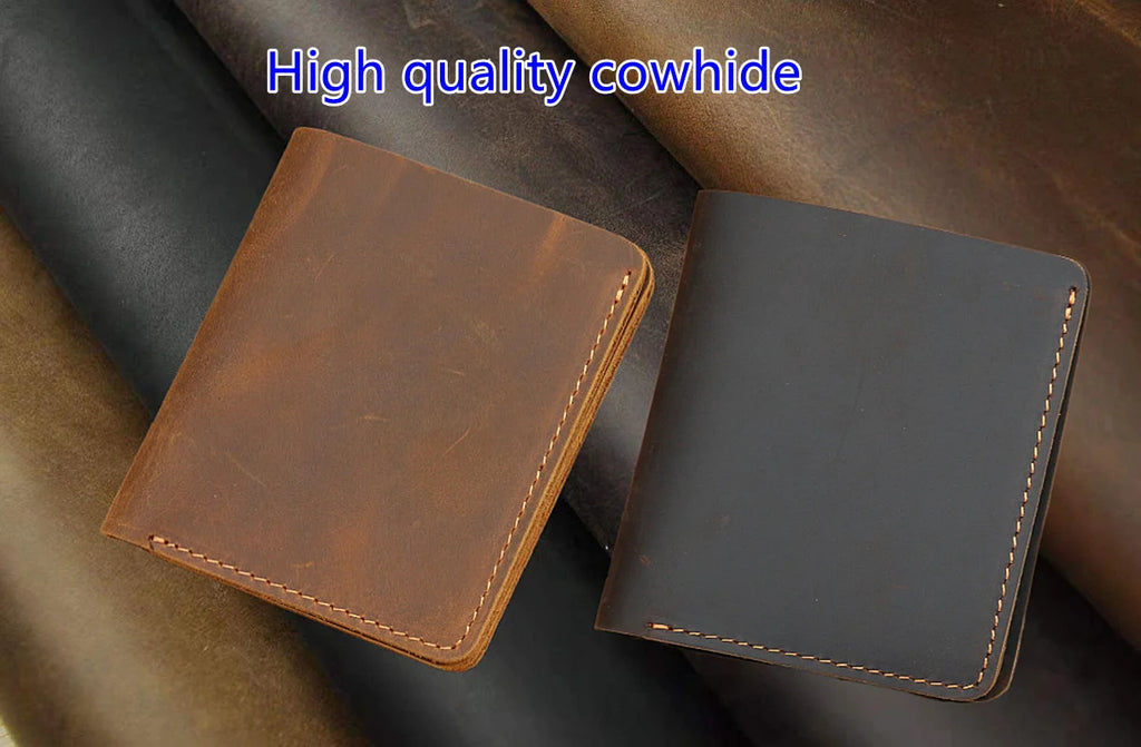 Vintage Men's Leather Wallet Money Clip Crazy Horse Skin Driving Leather