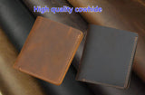 Vintage Men's Leather Wallet Money Clip Crazy Horse Skin Driving Leather