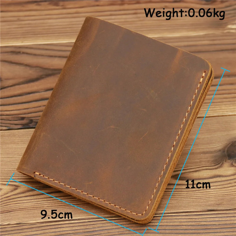 Vintage Men's Leather Wallet Money Clip Crazy Horse Skin Driving Leather