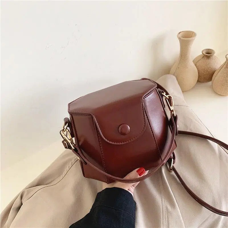 Vintage Crossbody Bucket Bag for Women Lady PU Leather Small Shoulder