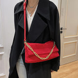 Vintage Suede Underarm Bag with Chain Crossbody Strap