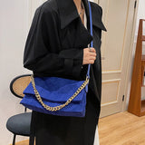 Vintage Suede Underarm Bag with Chain Crossbody Strap