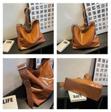 Vintage Bucket Shoulder Bag Large Capacity PU Leather Handbag