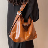 Vintage Bucket Shoulder Bag Large Capacity PU Leather Handbag