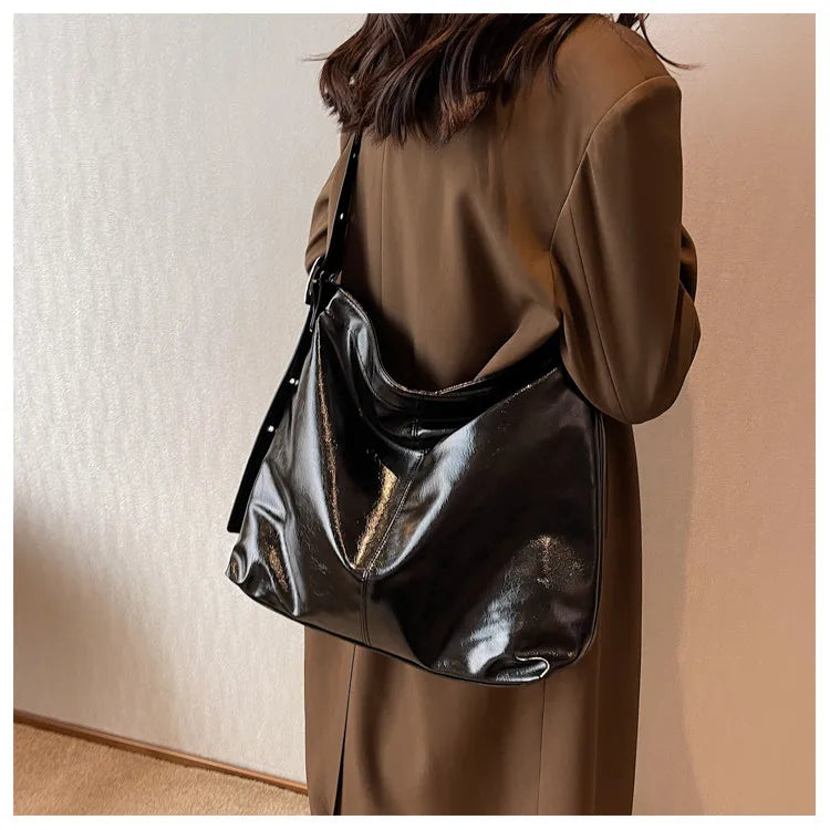 Vintage Bucket Shoulder Bag Large Capacity PU Leather Handbag