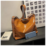 Vintage Bucket Shoulder Bag Large Capacity PU Leather Handbag