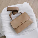 Vintage Women Shoulder Bag Pu Leather Handbags Wide Straps Messenger Bag