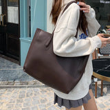 Vintage Women Big Totes PU Leather Handbag Large Capacity Shoulder Bag