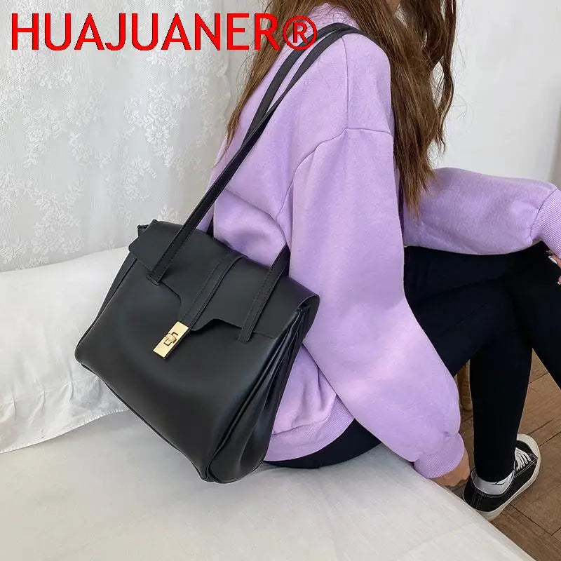 Vintage Leather Shoulder Bag for Women Large Capacity Totes