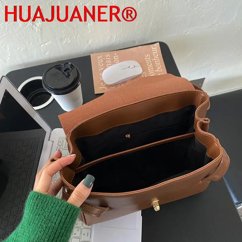 Vintage Leather Shoulder Bag for Women Large Capacity Totes