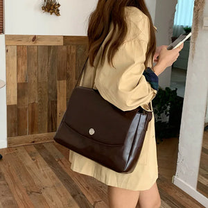 Vintage Women Messenger Bag Large Capacity Pu Leather Shoulder Bag