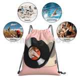 Vinyl Records Player Backpack Drawstring Bag Riding Climbing Gym Bag