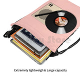 Vinyl Records Player Backpack Drawstring Bag Riding Climbing Gym Bag