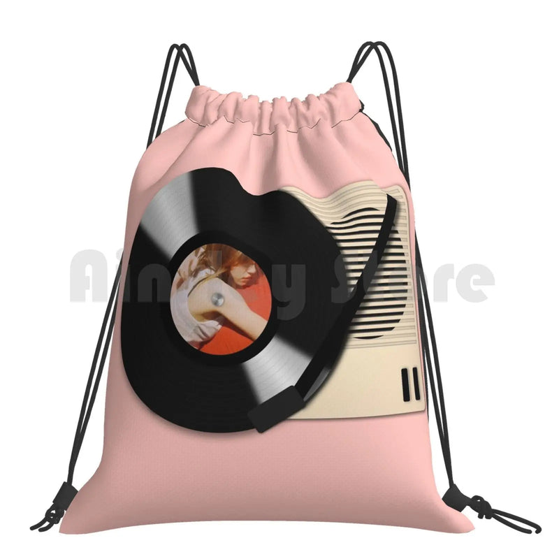 Vinyl Records Player Backpack Drawstring Bag Riding Climbing Gym Bag
