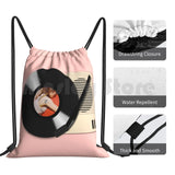 Vinyl Records Player Backpack Drawstring Bag Riding Climbing Gym Bag