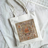 Violin Frog Print Canvas Shopping Bag Female Cotton Cloth Shoulder Bag