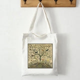 Violin Frog Print Canvas Shopping Bag Female Cotton Cloth Shoulder Bag