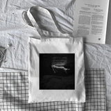 Violin Frog Print Canvas Shopping Bag Female Cotton Cloth Shoulder Bag