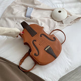 Violin Shape PU Leather Backpack School Handbag for Teen Girl