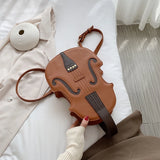 Violin Shape PU Leather Backpack School Handbag for Teen Girl