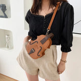 Violin Shape PU Leather Women's Small Backpack