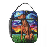 Vizsla Starry Night Insulated Lunch Bags for Women Pet Dog Lover Portable Cooler