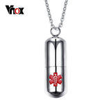 Stainless Steel Pill Container Bottle Necklaces Pendant Engraving