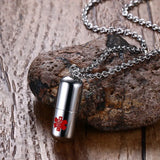 Stainless Steel Pill Container Bottle Necklaces Pendant Engraving