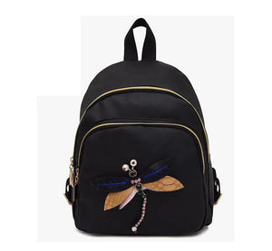 Dragonfly Lady Backpack 3D Diamond Shoulder Bag Retro Female Bag