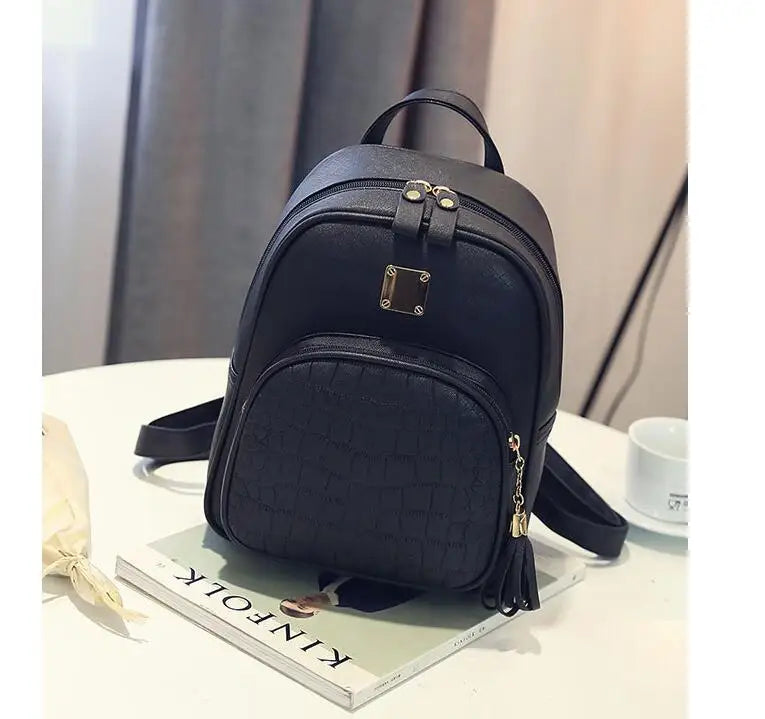 Sequined Leather School Backpack for Teen Girls