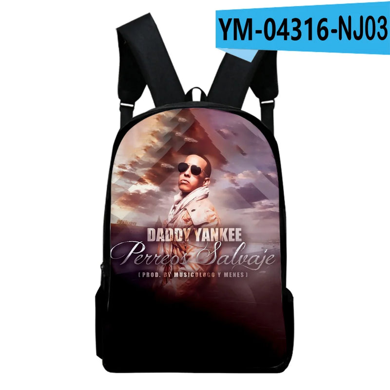 Daddy Yankee Zipper Bag Students Backpack Casual School Bag