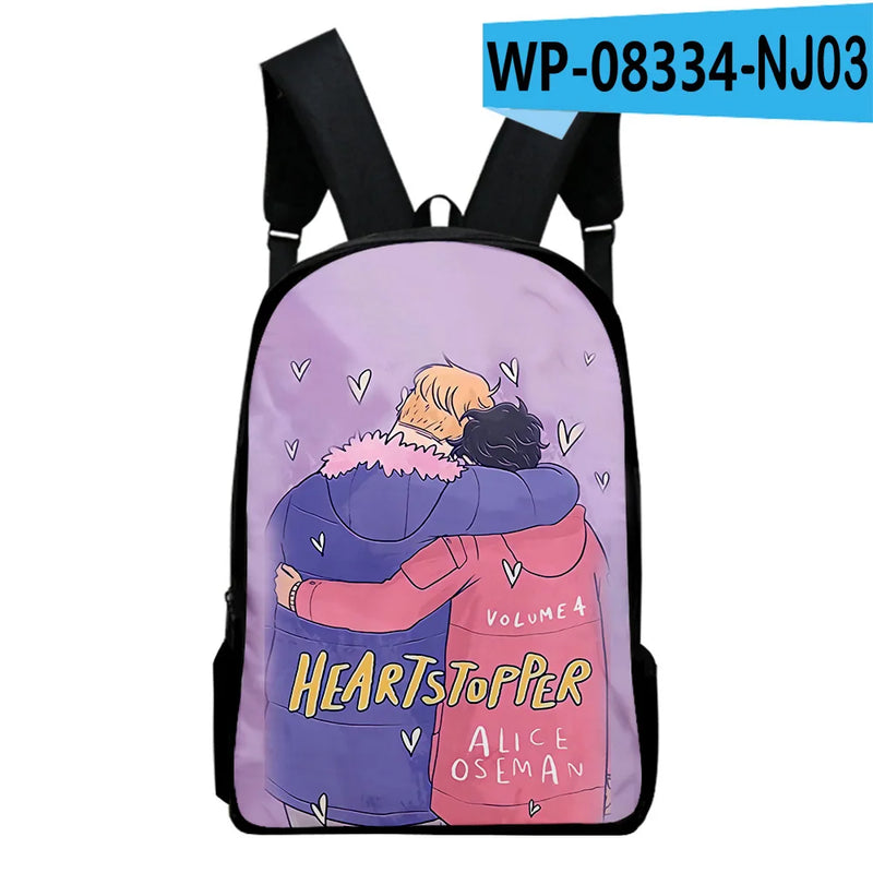 WAWNI Heartstopper Zipper Bag Harajuku Rucksack Anime Printed Students Backpack