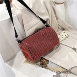 Autumn Rhinestone Women's Bucket Bag Light Diamond Handbags Chain Messenger Bag