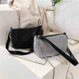 Autumn Rhinestone Women's Bucket Bag Light Diamond Handbags Chain Messenger Bag