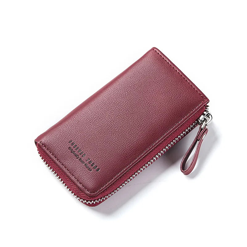 WEICHEN Lady Key Wallet PU Leather Zipper Girl Housekeeper
