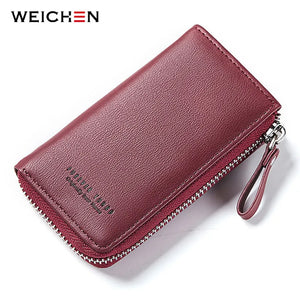 WEICHEN Lady Key Wallet PU Leather Zipper Girl Housekeeper