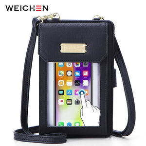 Transparent Touchable Cell Phone Pocket Shoulder Bags For Women Ladies