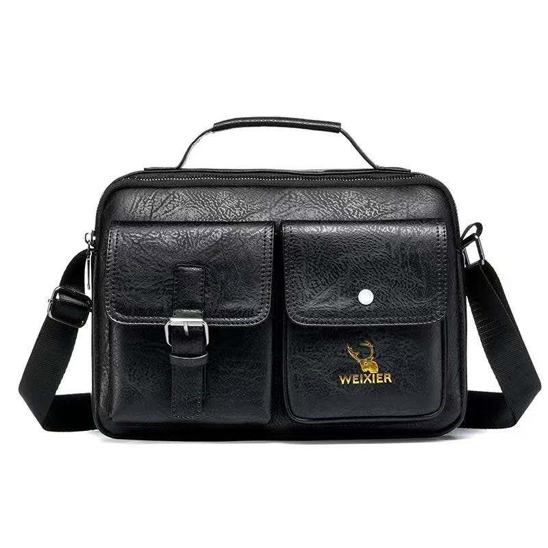 WEIXIER Coffee PU Leather Men Crossbody Bag Shoulder Bags