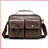 WEIXIER Coffee PU Leather Men Crossbody Bag Shoulder Bags