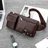 WEIXIER PU Men's Waist Bags Leather Male Fanny Pack Money Belt Bag