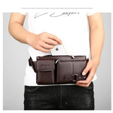 WEIXIER PU Men's Waist Bags Leather Male Fanny Pack Money Belt Bag