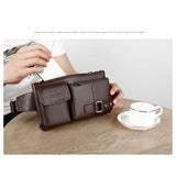 WEIXIER PU Men's Waist Bags Leather Male Fanny Pack Money Belt Bag