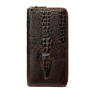 Men's Crocodile Pattern Leather Clutch Bag for Money and Cards