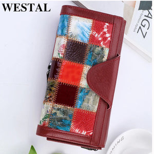 Women's Leather Clutch Wallet Phone Money Bag